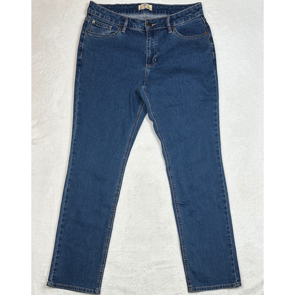 Blue Mountain Womens Straight Leg Jeans Dark Wash Stretch Size 12‎ 32 Inseam NEW